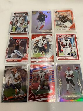 Ja’Marr Chase 9 Card Lot Bengals.  Prizm, Optic, Elite, Certified, Donruss